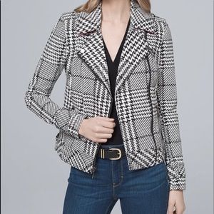 WHBM Houndstooth Moto Jacket